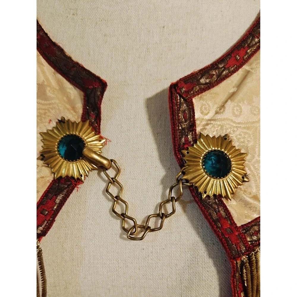 Antique Gothic Liturgical Chausable Cope Hand Painted Gold Boullion Fringe Silk